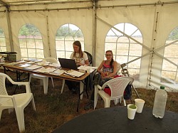 Lucy Lewis & Mary Ryan at the recording hub (Stephen Lewis)